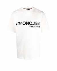 T-shirt à col rond imprimé blanc et noir MONCLER GRENOBLE