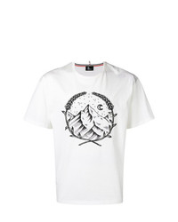 T-shirt à col rond imprimé blanc et noir MONCLER GRENOBLE