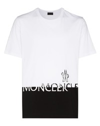 T-shirt à col rond imprimé blanc et noir Moncler