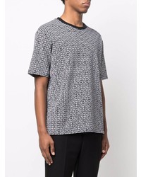 T-shirt à col rond imprimé blanc et noir Balmain