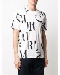 T-shirt à col rond imprimé blanc et noir Giorgio Armani