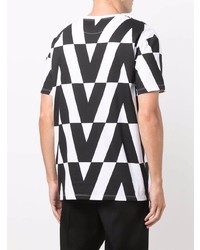 T-shirt à col rond imprimé blanc et noir Valentino