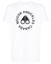 T-shirt à col rond imprimé blanc et noir Moose Knuckles