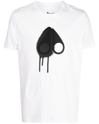 T-shirt à col rond imprimé blanc et noir Moose Knuckles