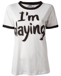 T-shirt à col rond imprimé blanc et noir Moschino Cheap & Chic
