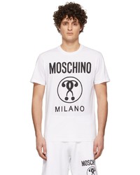 T-shirt à col rond imprimé blanc et noir Moschino