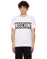 T-shirt à col rond imprimé blanc et noir Moschino