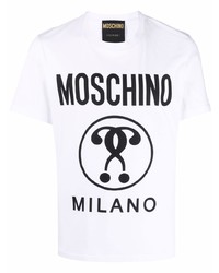 T-shirt à col rond imprimé blanc et noir Moschino