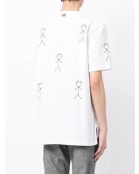 T-shirt à col rond imprimé blanc et noir Thom Browne