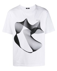 T-shirt à col rond imprimé blanc et noir MSFTSrep