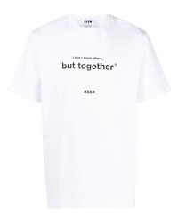 T-shirt à col rond imprimé blanc et noir MSGM