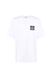 T-shirt à col rond imprimé blanc et noir MSGM