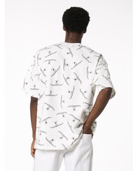 T-shirt à col rond imprimé blanc et noir Mastermind Japan