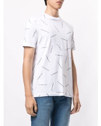 T-shirt à col rond imprimé blanc et noir Emporio Armani