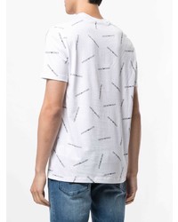 T-shirt à col rond imprimé blanc et noir Emporio Armani