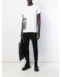 T-shirt à col rond imprimé blanc et noir Ann Demeulemeester