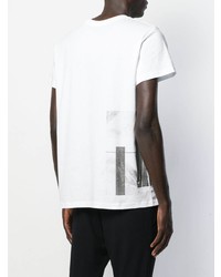 T-shirt à col rond imprimé blanc et noir Ann Demeulemeester