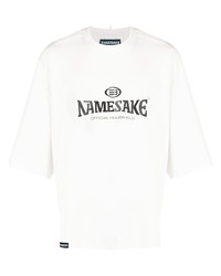 T-shirt à col rond imprimé blanc et noir NAMESAKE