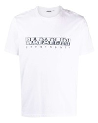 T-shirt à col rond imprimé blanc et noir Napapijri