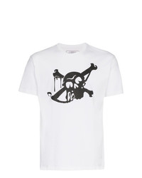 T-shirt à col rond imprimé blanc et noir Neighborhood