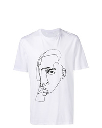 T-shirt à col rond imprimé blanc et noir Neil Barrett