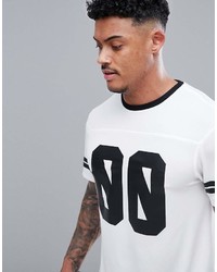 T-shirt à col rond imprimé blanc et noir New Look
