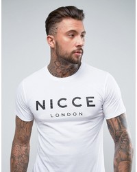 T-shirt à col rond imprimé blanc et noir Nicce London