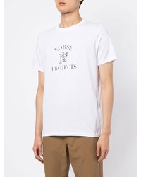 T-shirt à col rond imprimé blanc et noir Norse Projects