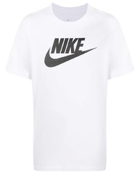T-shirt à col rond imprimé blanc et noir Nike