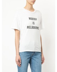 T-shirt à col rond imprimé blanc et noir Nobody Denim