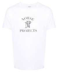 T-shirt à col rond imprimé blanc et noir Norse Projects