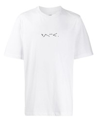 T-shirt à col rond imprimé blanc et noir Oamc