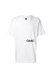 T-shirt à col rond imprimé blanc et noir Oamc