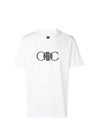 T-shirt à col rond imprimé blanc et noir Oamc
