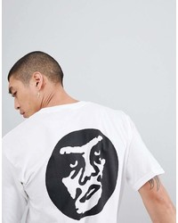 T-shirt à col rond imprimé blanc et noir Obey