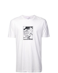 T-shirt à col rond imprimé blanc et noir Odin