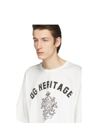 T-shirt à col rond imprimé blanc et noir Dolce and Gabbana