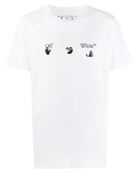 T-shirt à col rond imprimé blanc et noir Off-White