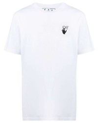 T-shirt à col rond imprimé blanc et noir Off-White