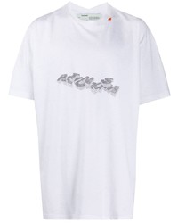 T-shirt à col rond imprimé blanc et noir Off-White