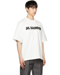 T-shirt à col rond imprimé blanc et noir Jil Sander