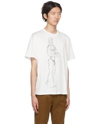 T-shirt à col rond imprimé blanc et noir JW Anderson