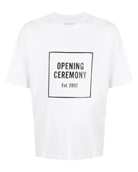 T-shirt à col rond imprimé blanc et noir Opening Ceremony