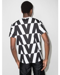 T-shirt à col rond imprimé blanc et noir Valentino