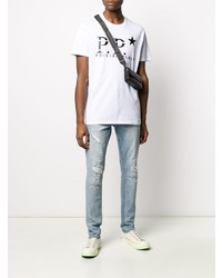 T-shirt à col rond imprimé blanc et noir Philipp Plein