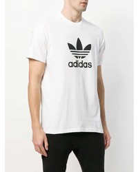 T-shirt à col rond imprimé blanc et noir adidas