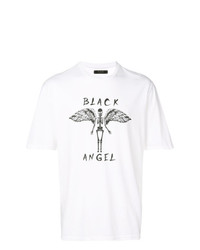 T-shirt à col rond imprimé blanc et noir Overcome