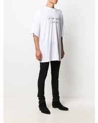 T-shirt à col rond imprimé blanc et noir Haider Ackermann