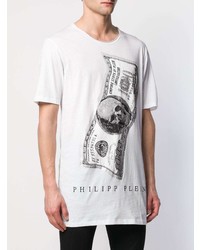 T-shirt à col rond imprimé blanc et noir Philipp Plein