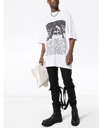 T-shirt à col rond imprimé blanc et noir Rick Owens DRKSHDW